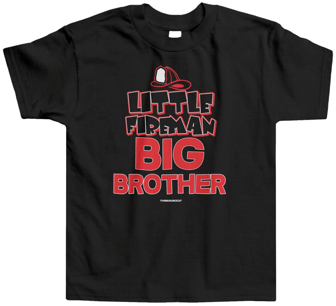 Threadrock Little Boys' Fireman Big Brother Toddler T-Shirt - Cute Outfit for Sibling Bonding & Firefighter Pretend Play