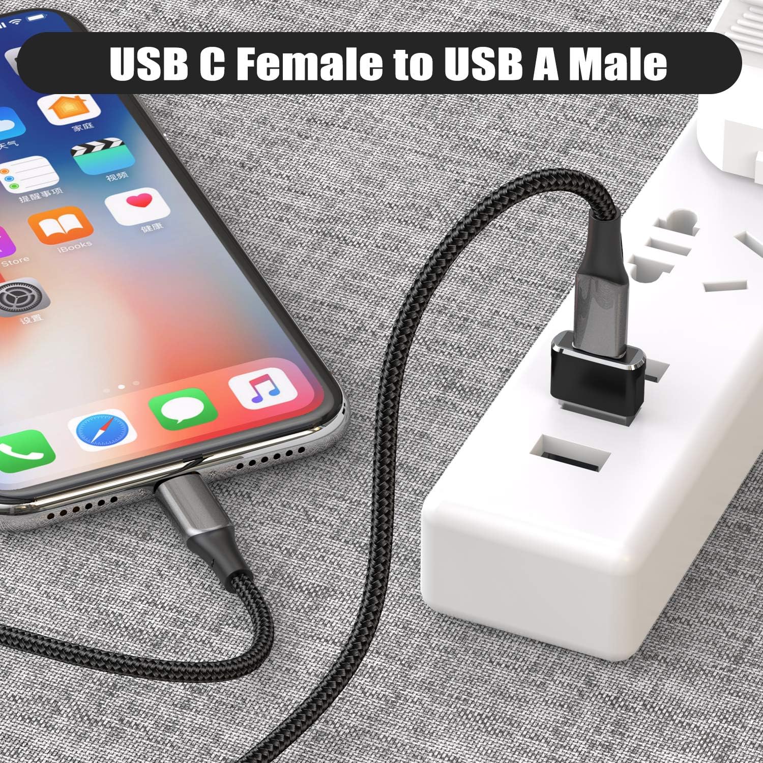 Basesailor 2-Pack USB to USB C Adapter, Type C Female to USB A Male Converter for iPhone 16/15/14/13/Mini/Pro/Max, iPad Air 4/5, Samsung Galaxy S24/S23/Note 20/Ultra, Google Pixel 9/8 - Compatible with CarPlay, AirPods & Fast Charging (Home, Office, Travel Use)