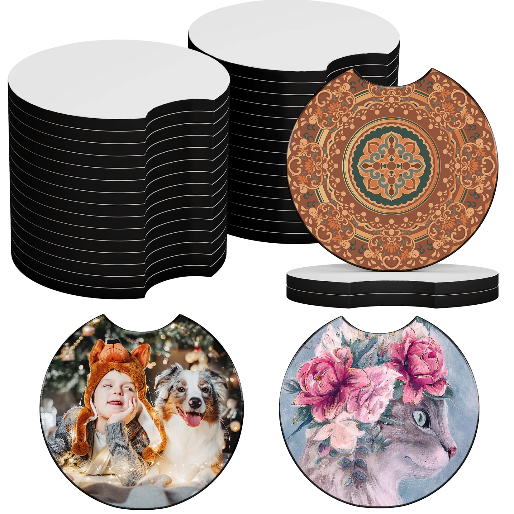**2.75 Inch Sublimation Coasters for Cars - 30 Pack Heat Transfer Blanks for Cup Holders & Coffee Tables - Infusible Ink Compatible for DIY Customization - Perfect for Home, Office & Gifts**