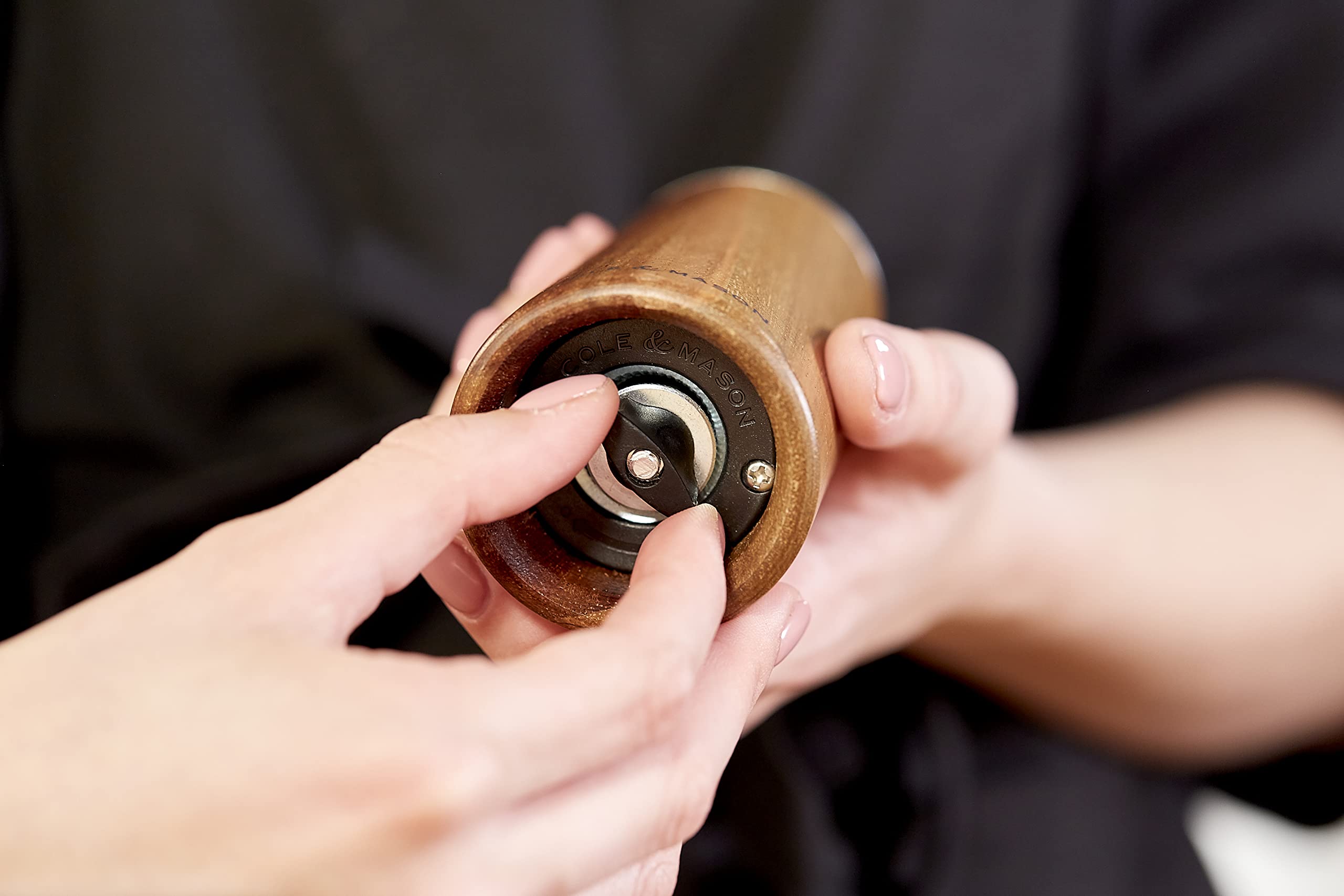 Cole & Mason Marlow Acacia Wood Pepper Mill - Precision+ Grinder, 185mm, Single with Lifetime Mechanism Guarantee - Perfect for Kitchen, Dining Table & Gourmet Cooking
