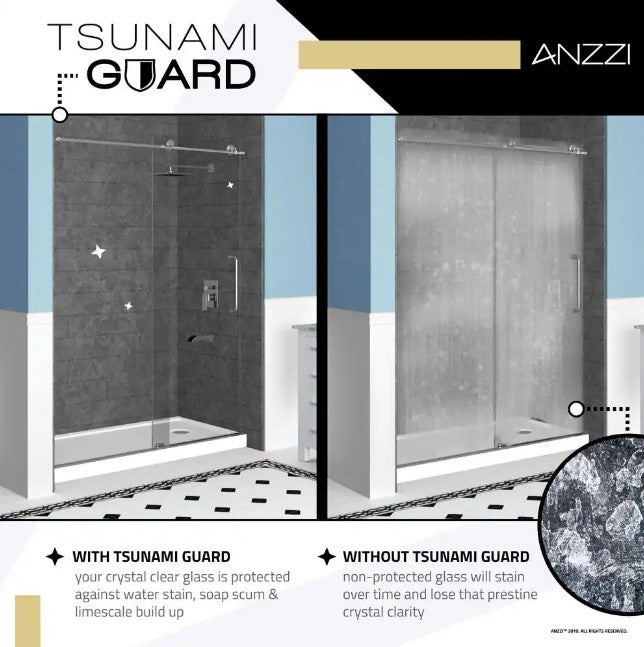 Anzzi SD AZ09 02MB Fellow Frameless Hinged Shower Door - 30