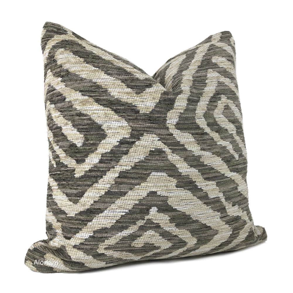 Gupta Taupe Beige Ethnic Maze Chenille Pillow Cover - Bohemian Home Decor for Living Room, Bedroom, or Sofa
