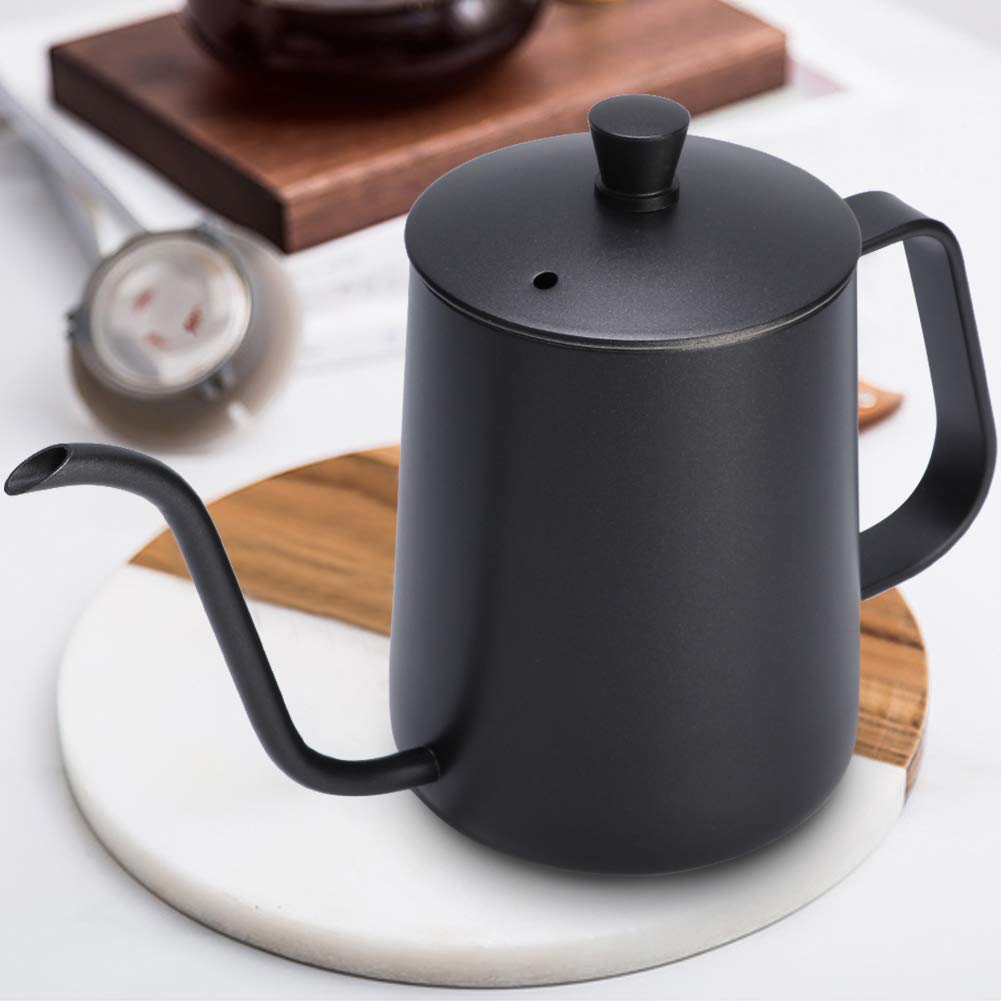 Premium Stainless Steel Gooseneck Tea Kettle - 350ml Teflon-Coated Drip Kettle for Pour Over Coffee & Loose Leaf Tea | Easy to Clean & Durable Design | Perfect for Home, Office & Camping Use