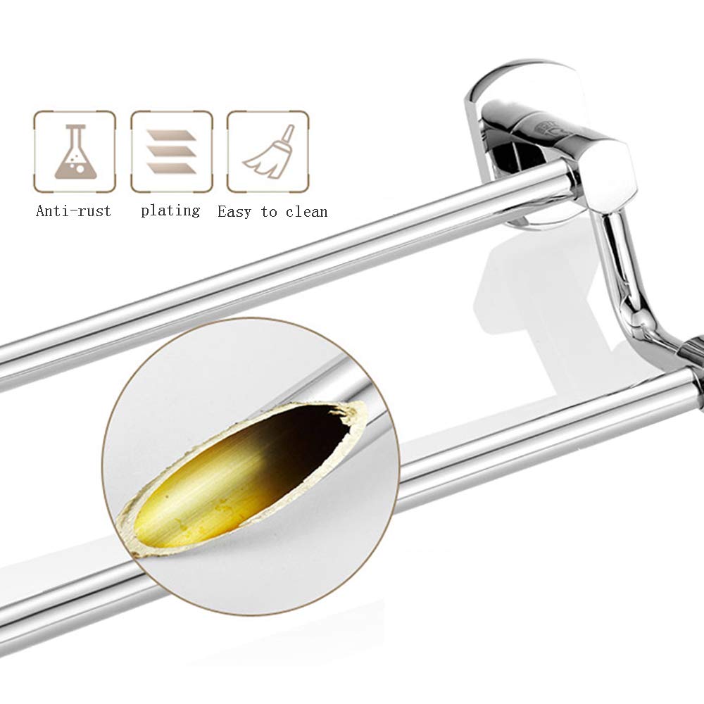 Copper Double Bar Towel Rack - Wall Mounted for Bathroom & Kitchen