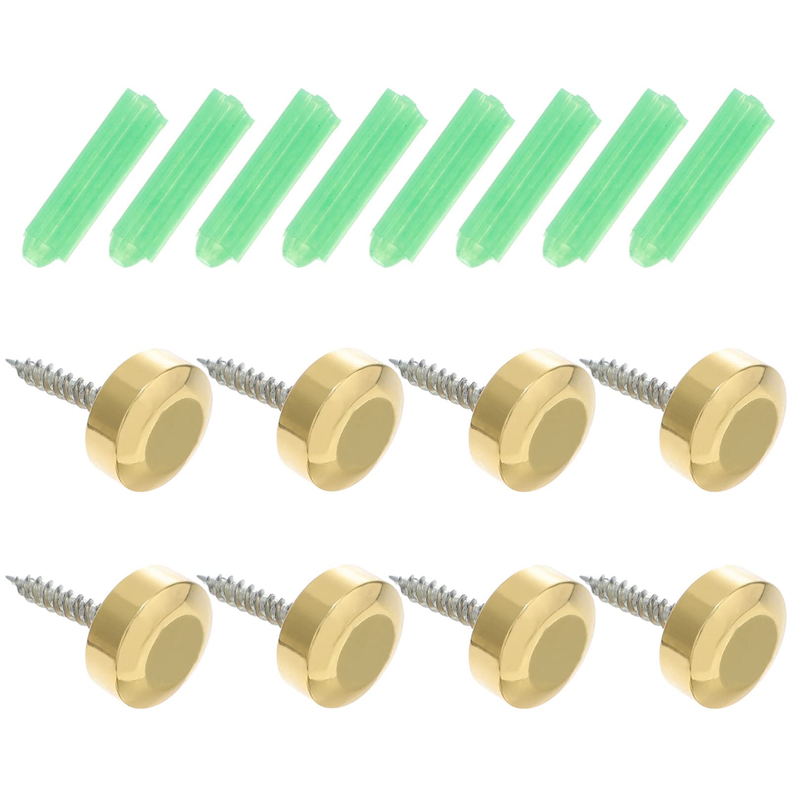 8 Sets Brass Mirror Screws & Caps - Decorative Mirror Nails & Fasteners for Wall Mirrors, Signs & Advertising Displays - Vintage Hardware for Home Décor & Retail Fixtures