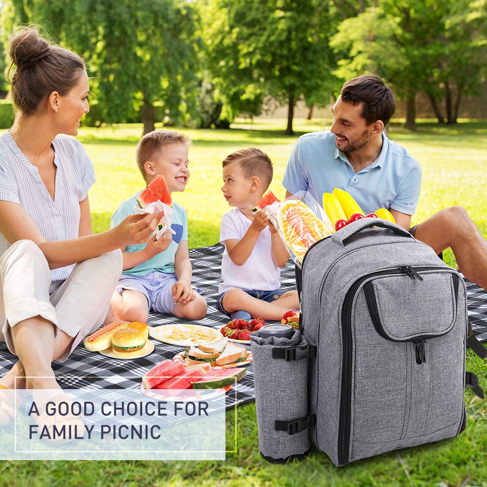 Forbidden Road Insulated Cooler Backpack - 20L Waterproof Picnic Bag with Bottle Holder & Cooler Compartment for Hiking, Camping, Beach, Workouts & Outdoor Adventures (Gray)