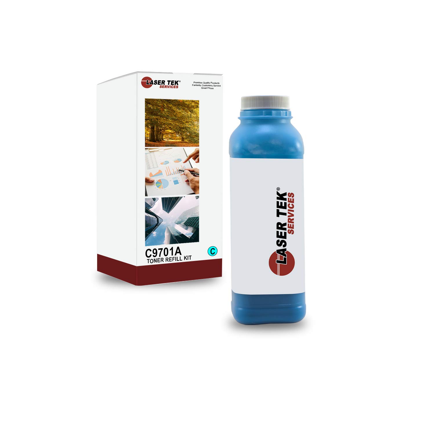 Laser Tek Services HP 121A C9701A Compatible Toner Refill Kit (Cyan, 1 Pack) - 4000 Pages | Replacement for HP Color LaserJet 1500 2500 2500n Printers | Perfect for Office & Home Printing Needs