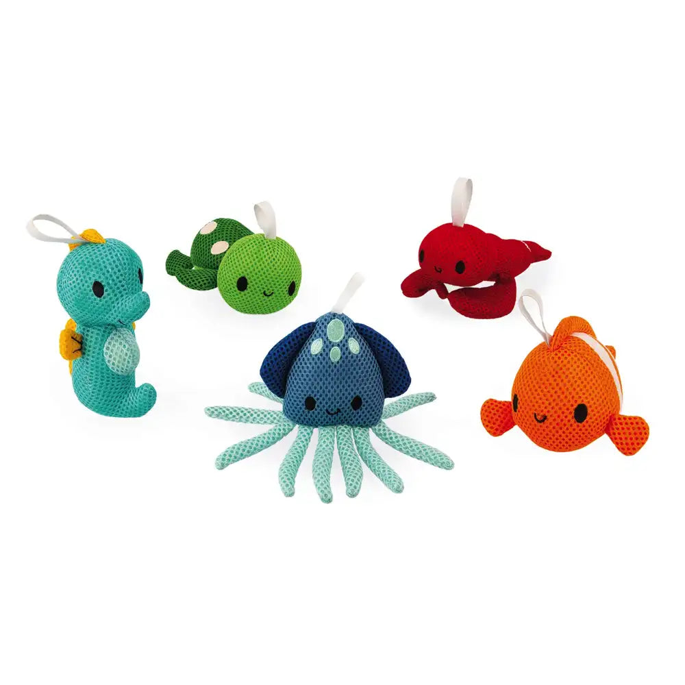 Janod My Seafoam Paddlers - Wooden Bath Toy Set for Toddlers, Water Play & Sensory Development - Perfect for Bathtime, Pool & Beach Fun