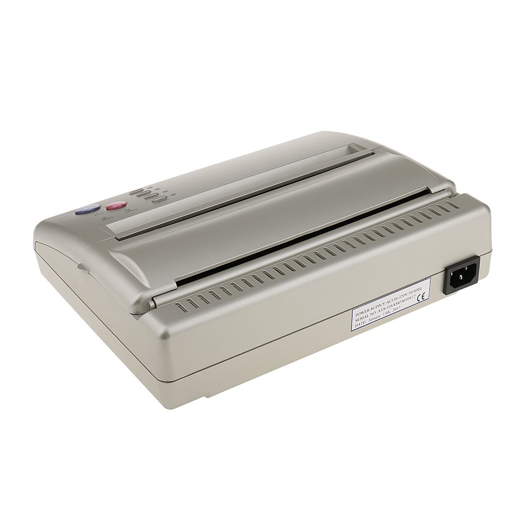Professional Silver Aluminum Alloy Tattoo Stencil Printer Machine - Thermal Copier with EU Plug & 10 Transfer Papers for Tattoo Artists | Perfect for Studio, Home Use & Tattoo Shops