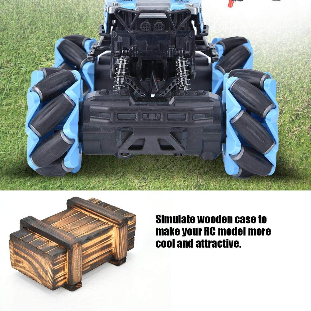 1:8 1:10 1:24 Scale RC Car Accessories - Black Metal Bucket Oil Can & Wooden Box Decoration Set for RC Crawler Vehicles | Realistic Off-Road Scenes & Display Models