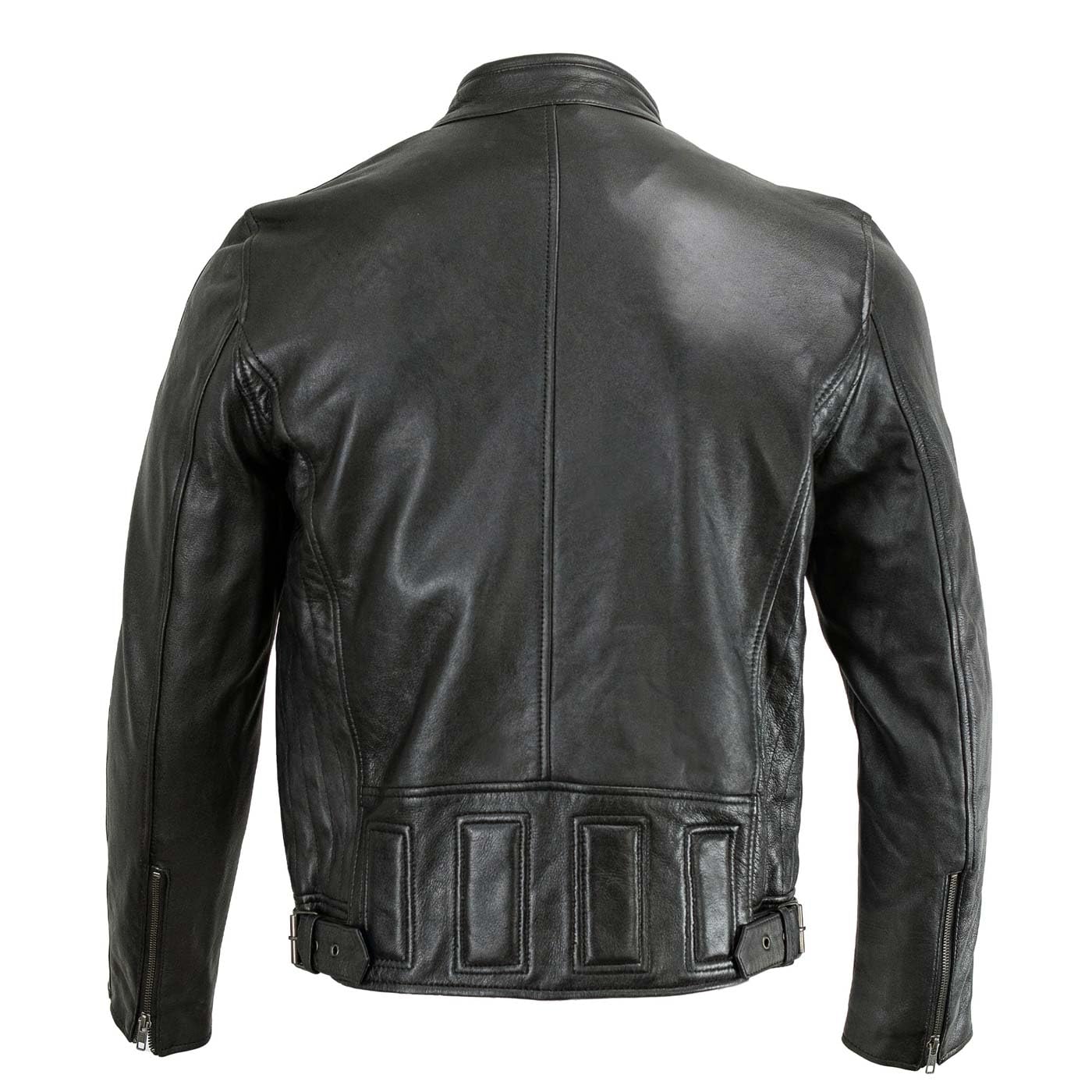 Milwaukee Leather Men's Black Cafe Racer Motorcycle Jacket - Genuine Leather Biker Jacket with Snap Button Collar (SFM1835) - Perfect for Riding, Casual Wear & Urban Fashion