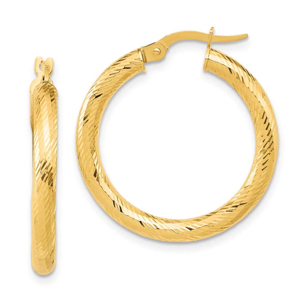 14K Gold 3x20mm Double Clip Round Hoop Earrings for Women - Hypoallergenic Dangle Earrings for Everyday Wear & Special Occasions