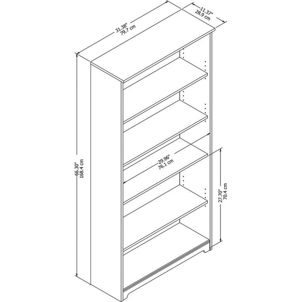 BOWERY HILL 5 Shelf White Bookcase - Modern Wooden Bookshelf for Living Room, Bedroom & Office Storage - Perfect for Organizing Books, Decor & Essentials