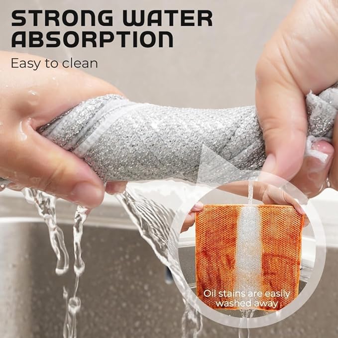 Non-Scratch Reusable Dish Washing Cloths - 2-Layer Mesh Wire Scrubber for Kitchen Cleaning - Pack of 5 | Perfect for Pots, Pans, Dishes & Countertops - Wet/Dry Use