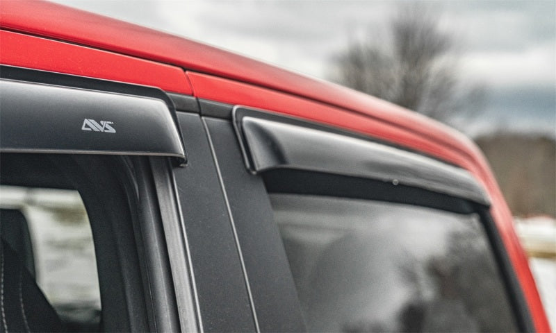 AVS Ventvisor Outside Mount Window Deflectors (4-Piece Set, Smoke) for 2019-2025 RAM 1500 Quad Cab - Rain Protection & Improved Airflow for Trucks