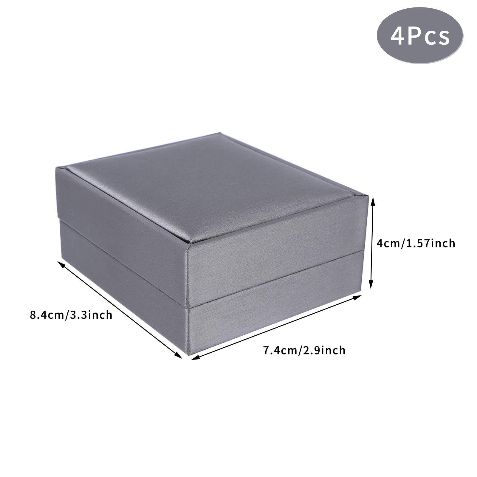 4 Pack PU Leather Jewelry Gift Box Set - Necklace Pendant & Earring Storage Case for Proposal, Engagement, Wedding - Perfect for Jewelry Presentation, Bridal Party Gifts & Keepsake Organization (Grey)