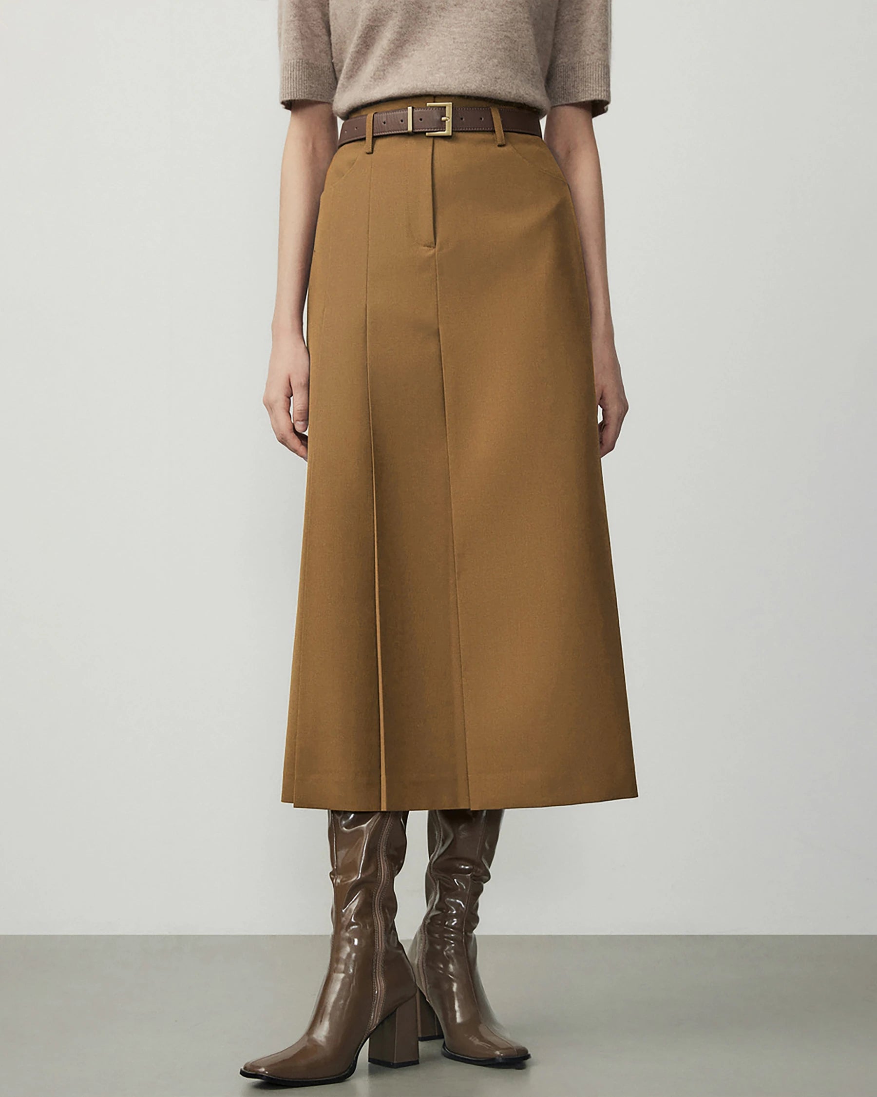 Elegant A-Line Wool Midi Skirt for Women | Winter Fashion Staple | Perfect for Office, Parties & Date Nights