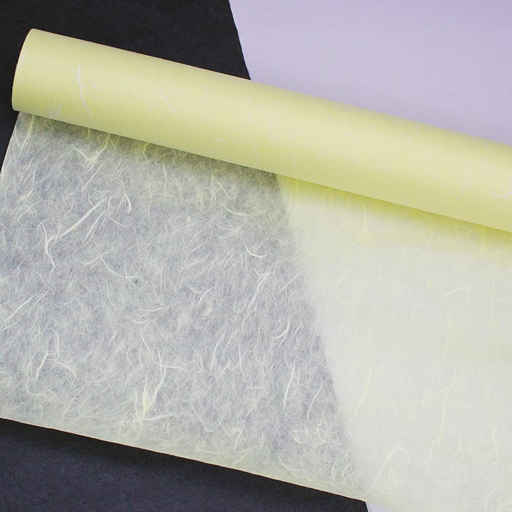 Premium Korean Hanji Paper Roll - Traditional Mulberry Paper in Yellow, 21.3