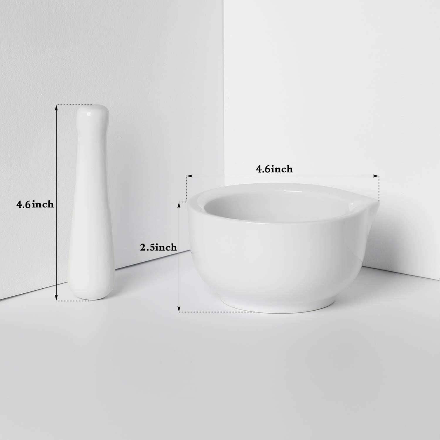 LEETOYI 4.6 Inch Porcelain Mortar and Pestle Set - Premium Ceramic Herb Grinder & Pill Crusher for Spices, Medicines & Cooking - Perfect for Kitchens, Apothecaries & Herbalists