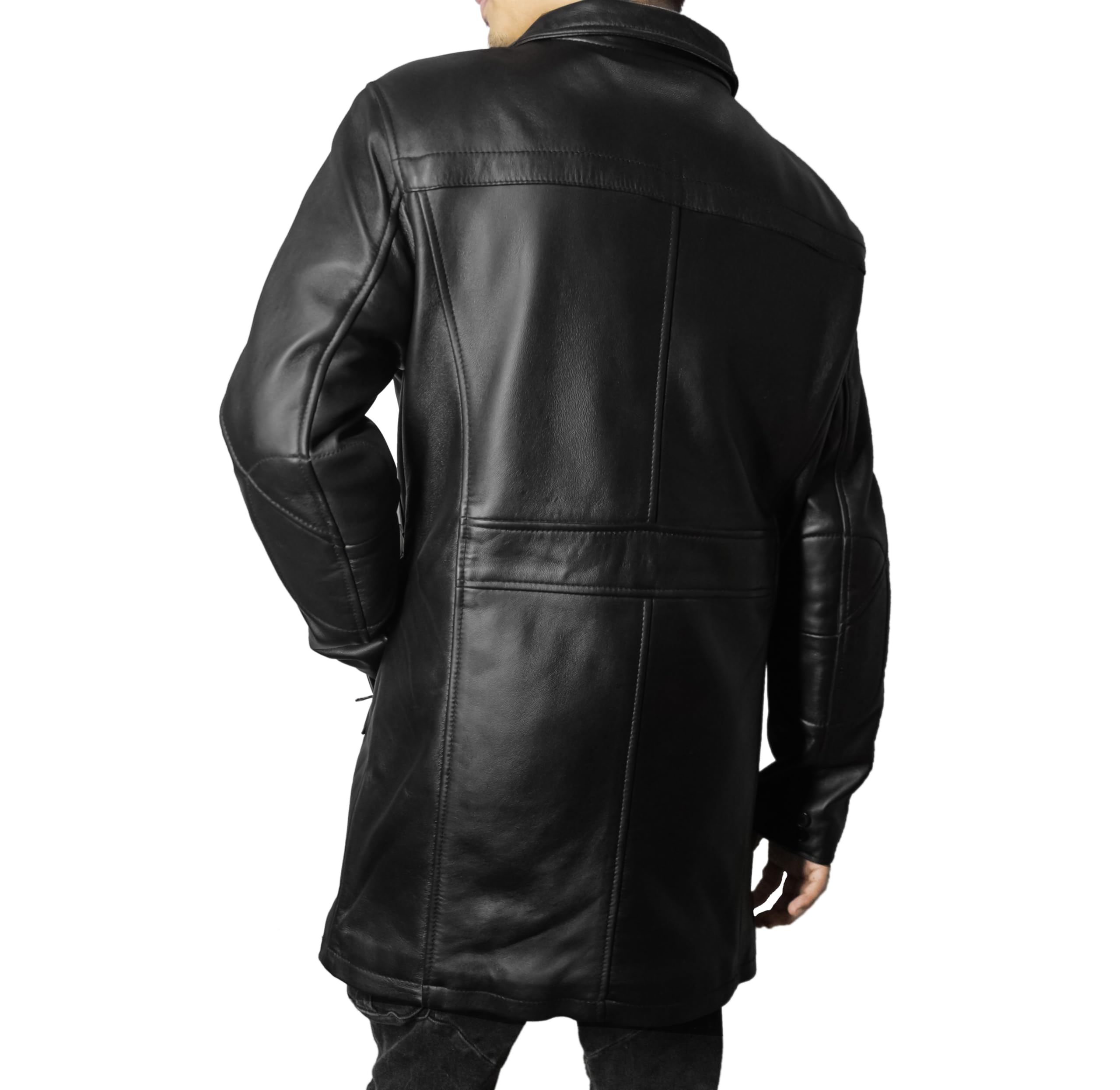 Premium Genuine Lambskin Leather Car Coat for Men - 3/4 Length Trench Style Winter Jacket | Classic Outerwear for Driving, Travel & Formal Occasions