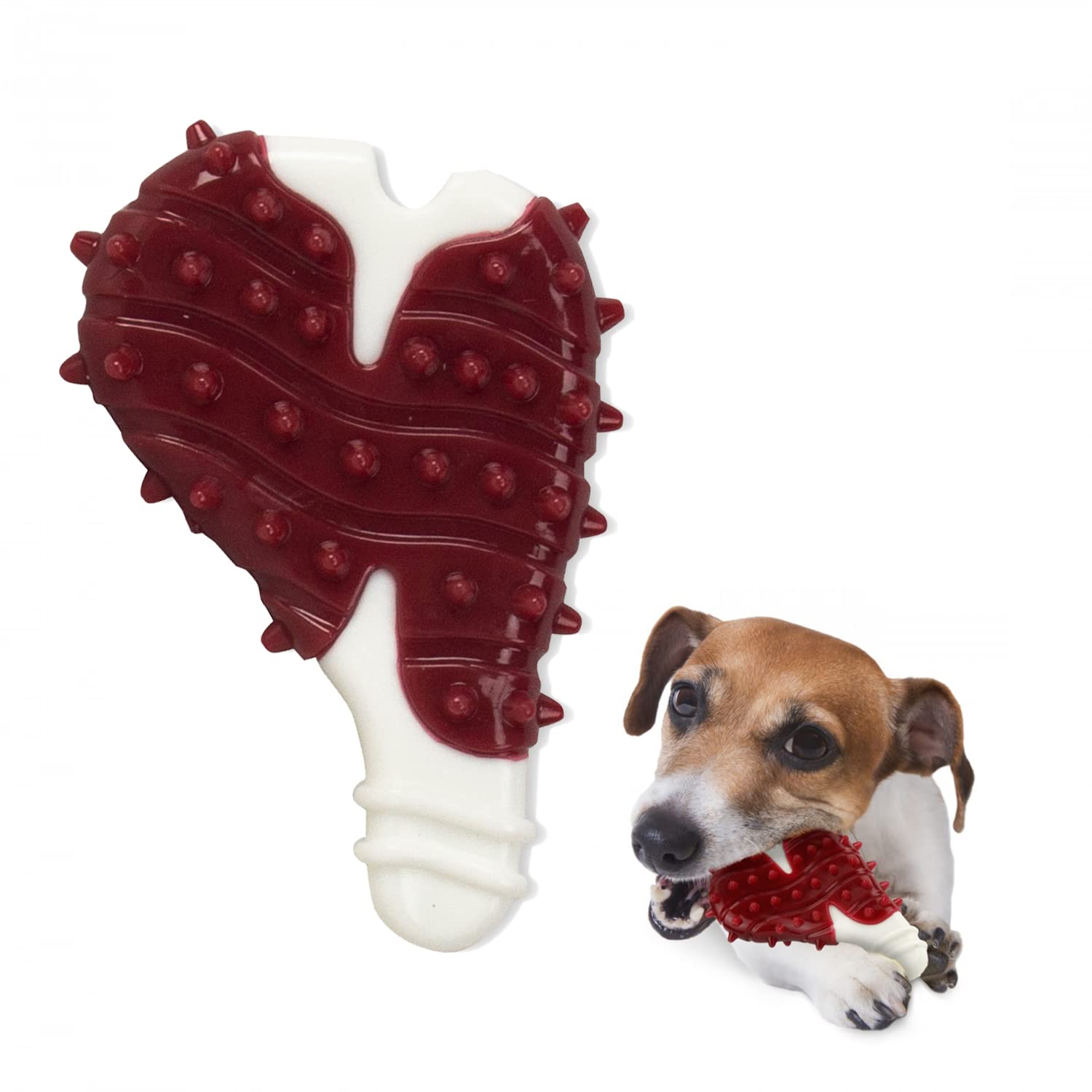 Durable Dog Teeth Cleaning Toothbrush Chew Toy - Natural Rubber BBQ Bone for Puppy Dental Care | Bite-Resistant, Non-Toxic Oral Hygiene Toy for Small, Medium & Large Dogs | Perfect for Daily Teeth Brushing & Playtime