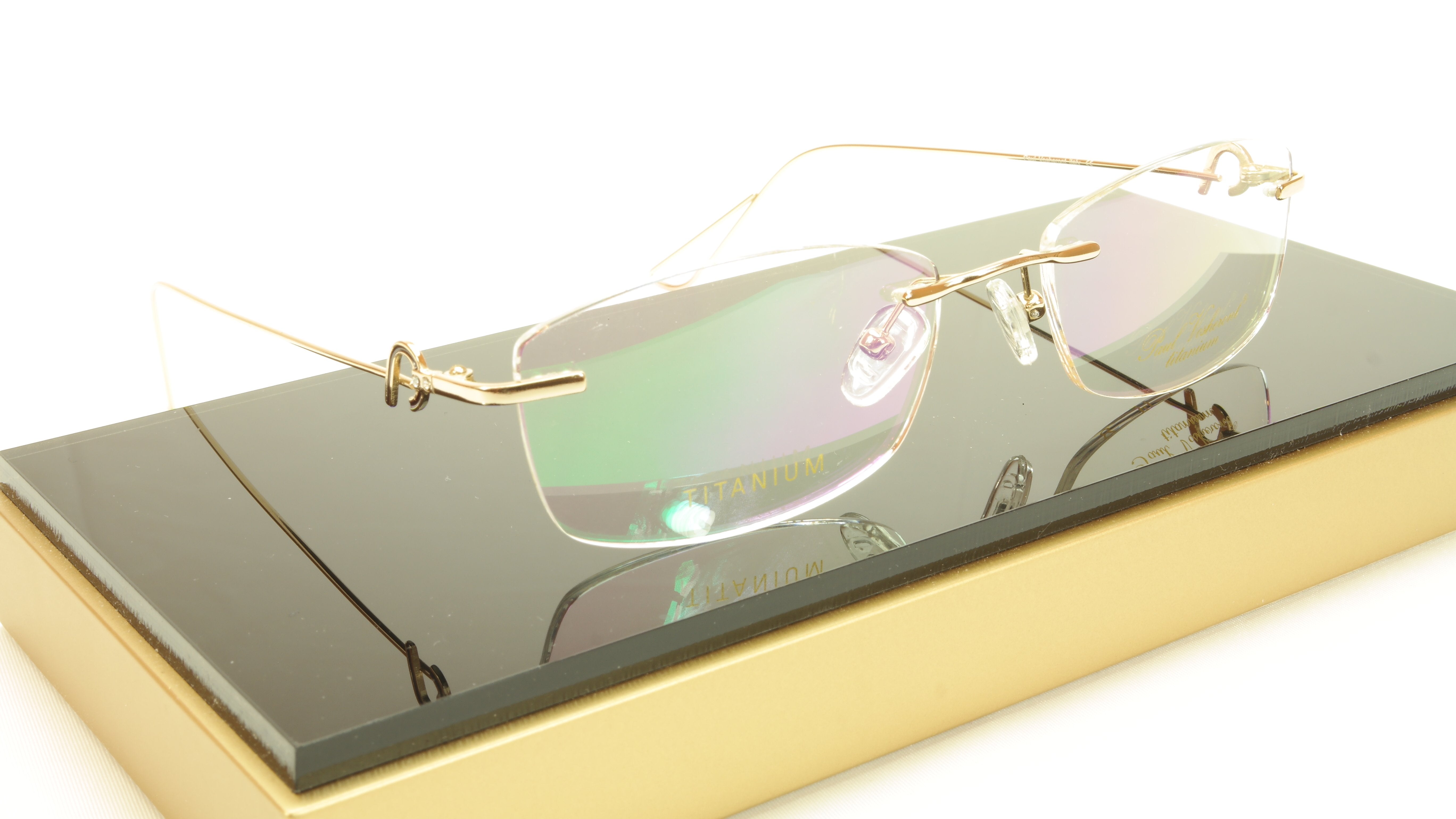 Paul Vosheront VT146 C1 Titanium Gold Rimless Eyeglasses Frame - Italian Designer Glasses for Men & Women - Perfect for Office, Reading & Fashion Accessories