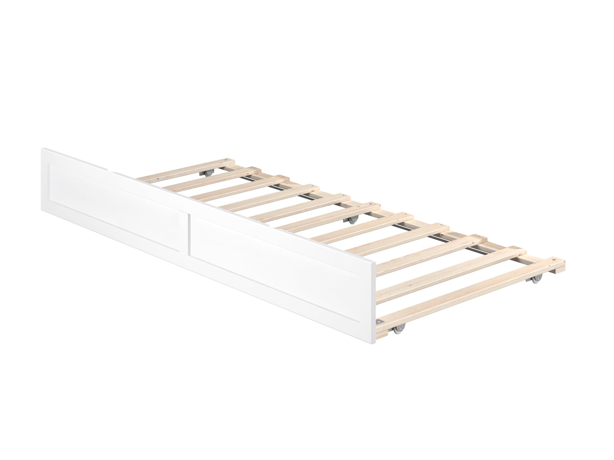 AFI White Twin Trundle Bed with Storage - Space-Saving Guest Bed & Kids Room Solution for Small Apartments