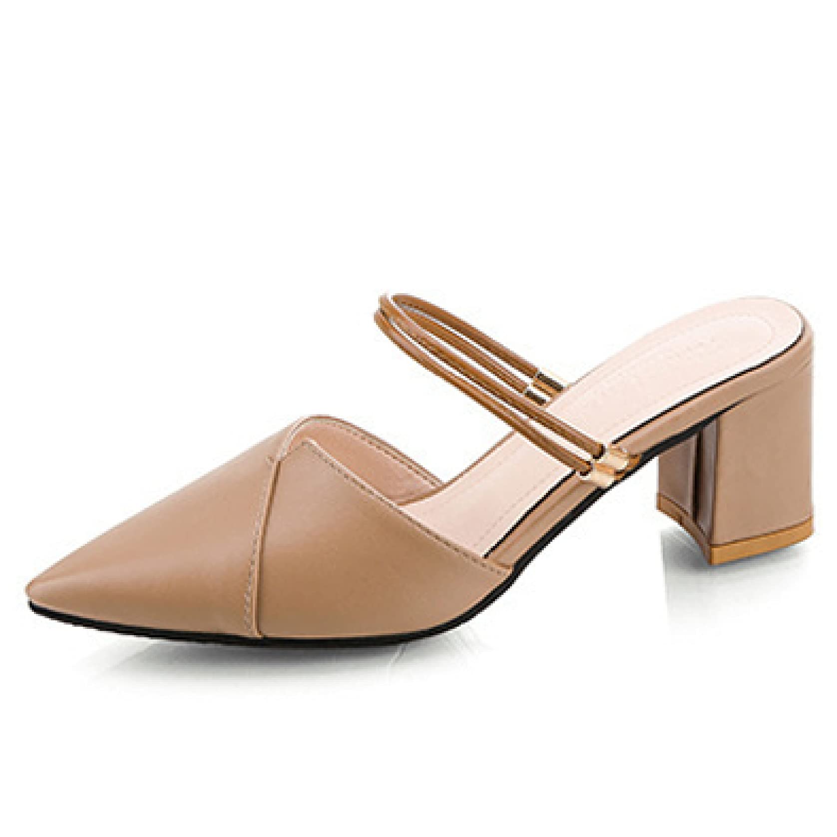 Women's Block Heel Mule Shoes - Comfortable Closed Pointy Toe Slip-On Dress Shoes | Backless Slippers for Office, Party & Casual Wear