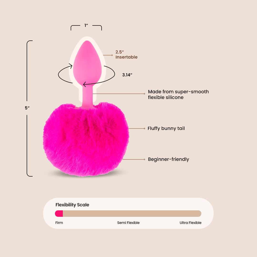 **Neon Bunny Tail Butt Plug - Soft Pom Pom Anal Toy for Adults, BDSM, Cosplay & Role Play - Perfect for Valentine's Day, Bachelorette Parties & Sensual Play**