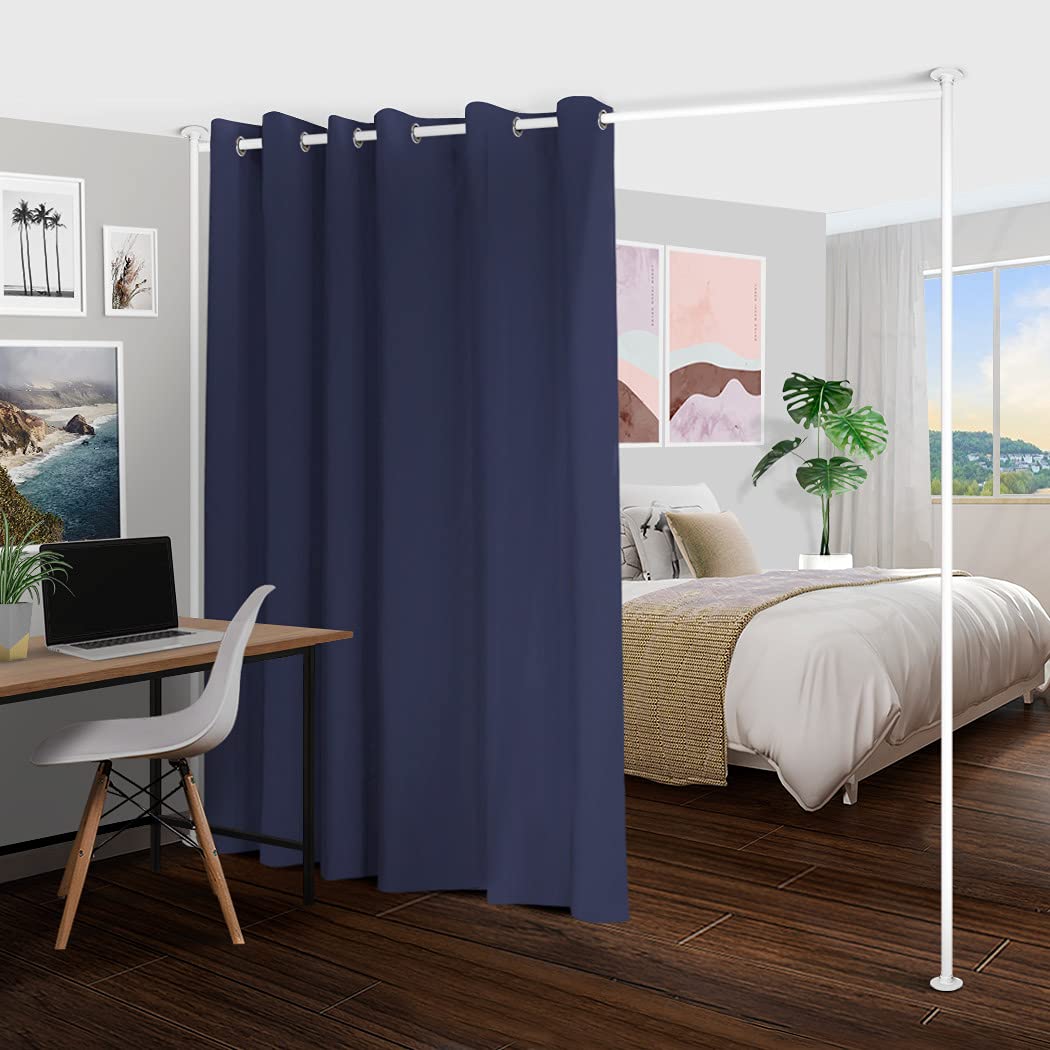 Freestanding Room Divider Stand - Adjustable 18 to 24 Feet Wide White Curtain Partition for Home & Office | Zenfinit Vertical Tension Divider | Perfect for Privacy Screens, Event Spaces & Room Separation