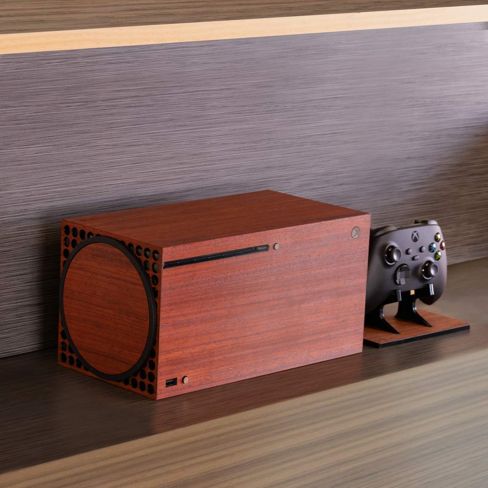 Premium Real Wood Skin Cover for Xbox Series X Console - Includes FREE Controller Stand - Perfect for Gaming Setup & Home Decor