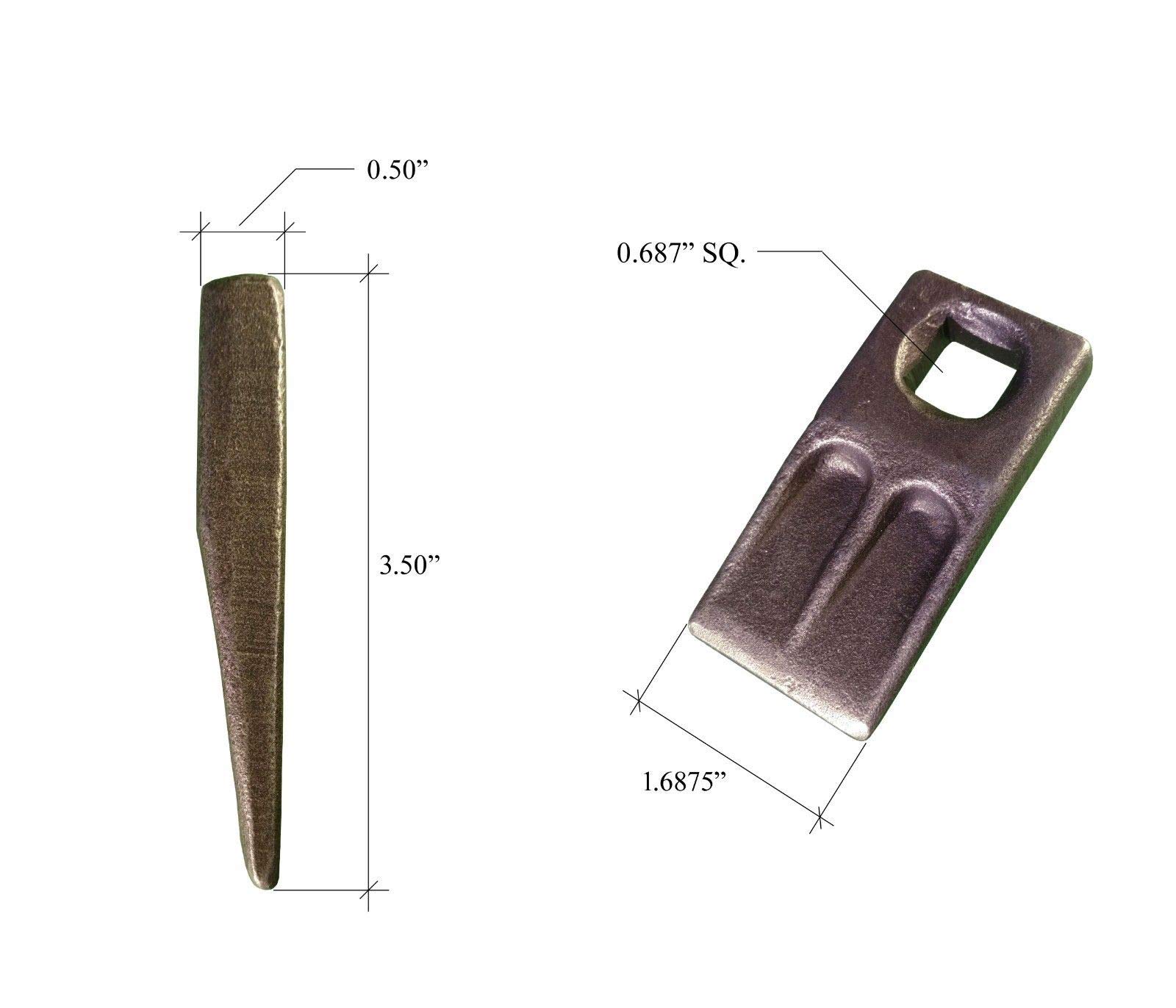6-Pack Square Hole Replacement Auger Teeth with Hardware - SQ58-58PB, AT-5 for Excavator, Trenching & Construction Equipment