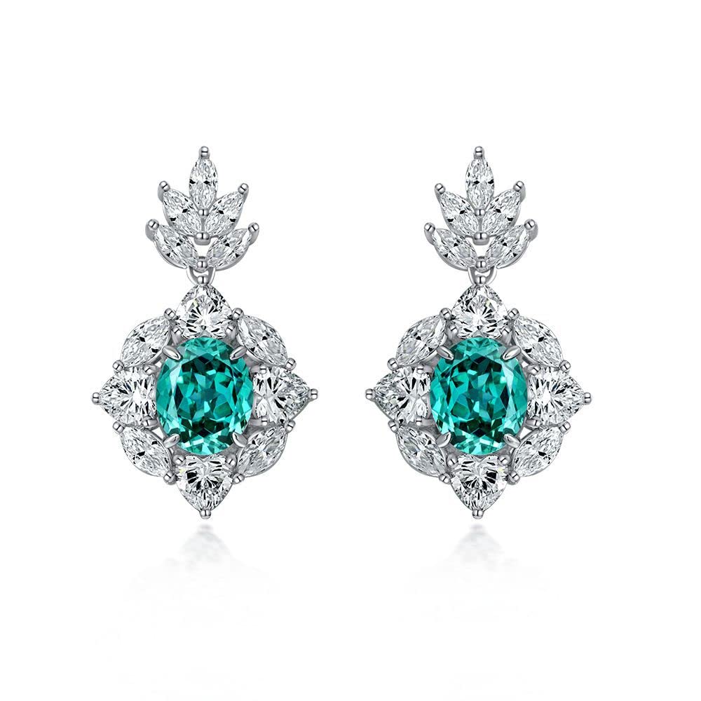 925 Sterling Silver 8cttw Simulated Emerald Pendant Necklace & 2cttw Dangle Earrings Set - Luxury Shine Jewelry for Women, Birthday Gifts for Wife, Girlfriend - Perfect for Anniversaries, Valentine's Day & Special Occasions