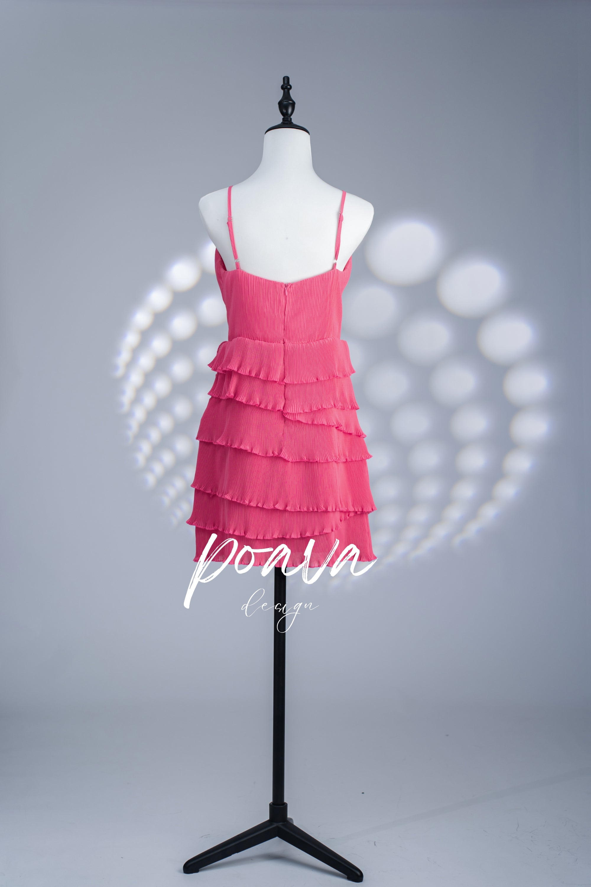 Elegant Pink Diamond Embellished Pleated Dress for Women - Perfect for Parties, Weddings & Special Occasions