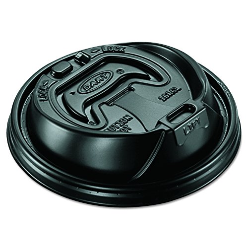Dart 16RCLBLK Black Optima Reclosable Lids for Dart 16 Series Foam Cups - 10 Packs of 100 Lids - Perfect for Coffee, Smoothies & Takeout Drinks