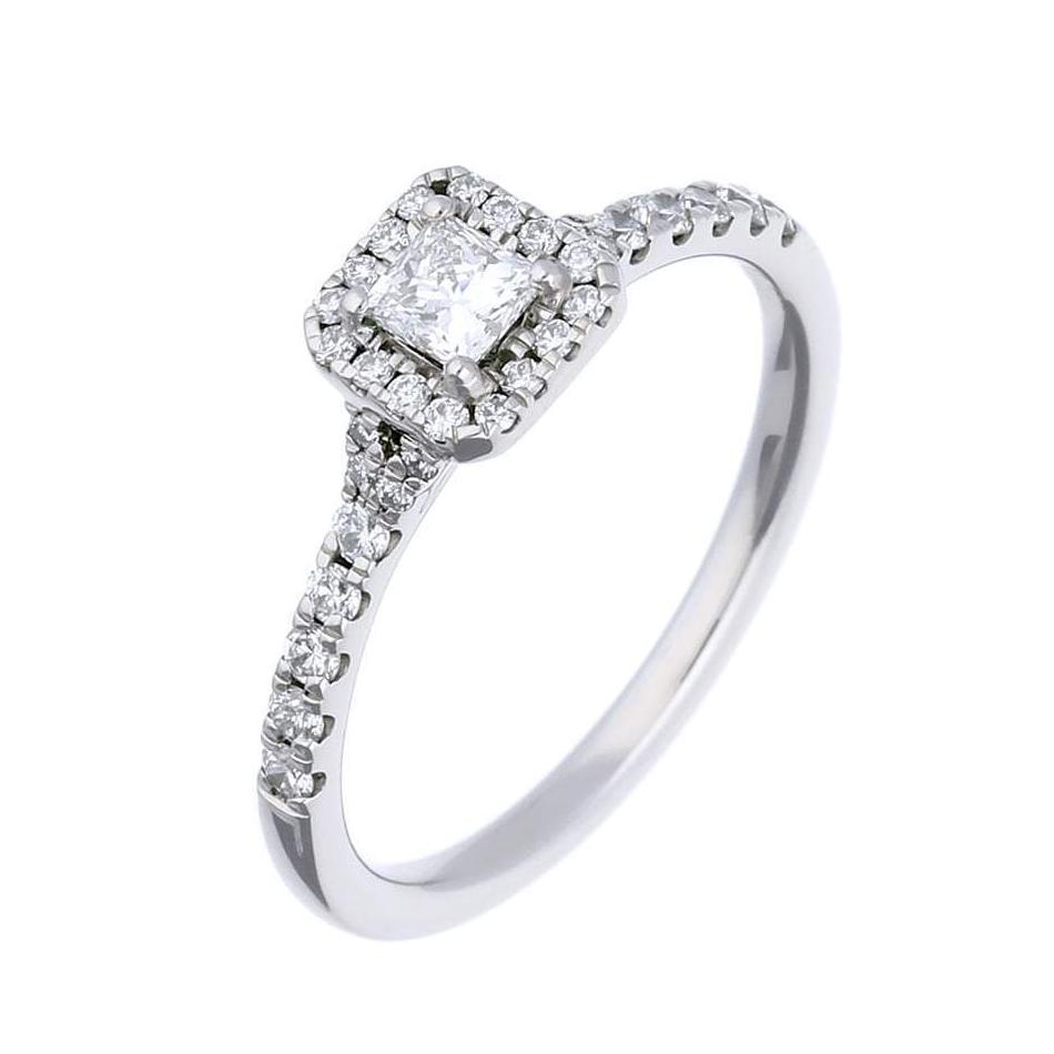 0.25ct Certified Natural Princess Cut Diamond Ring - Palladium Setting | Elegant Engagement, Wedding & Anniversary Jewelry Gift