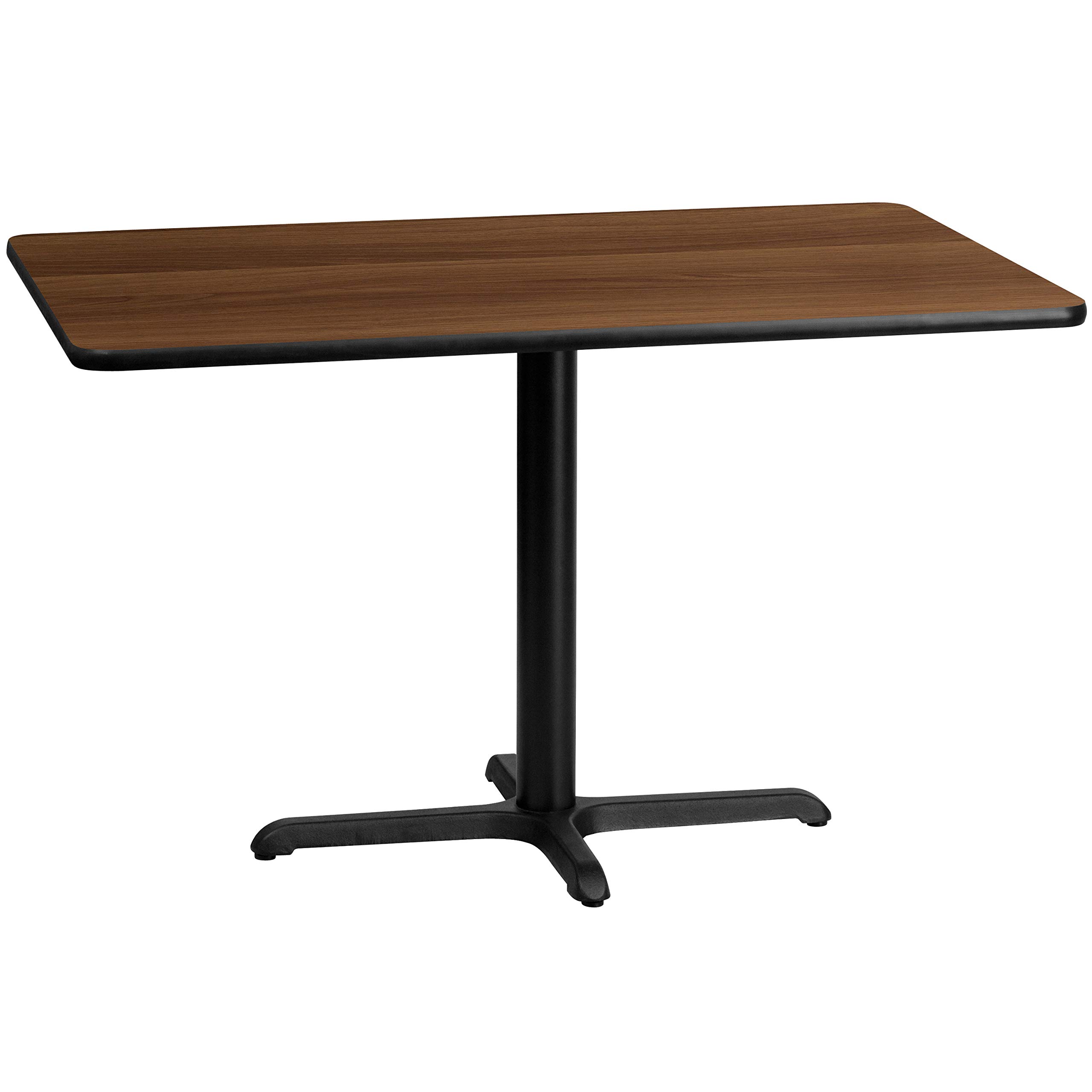 Flash Furniture Graniss 30'' x 48'' Rectangular Walnut Laminate Dining Table with Adjustable 23.5'' to 29.5'' Height Base - Perfect for Home Office, Conference Room, and Small Space Dining