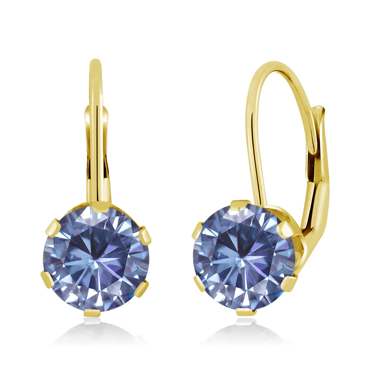 14K Yellow Gold 6MM Round Birthstone Leverback Dangle Earrings for Women | Gemstone Jewelry Gift for Birthday, Anniversary & Special Occasions | Elegant Everyday Wear & Party Accessories