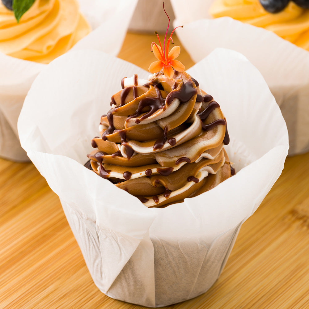 6 oz Daffodil White Paper Baking Cups - Greaseproof Muffin Liners (3.25