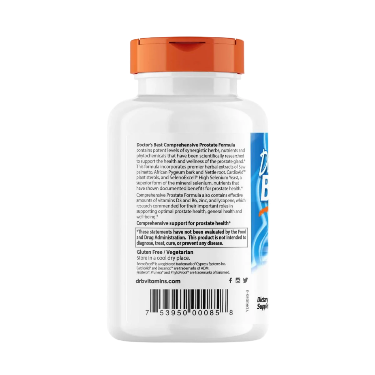 Doctor's Best Comprehensive Prostate Formula - 120 Veggie Capsules for Men's Health | Supports Urinary Function & Prostate Wellness | Daily Supplement for Active Lifestyle