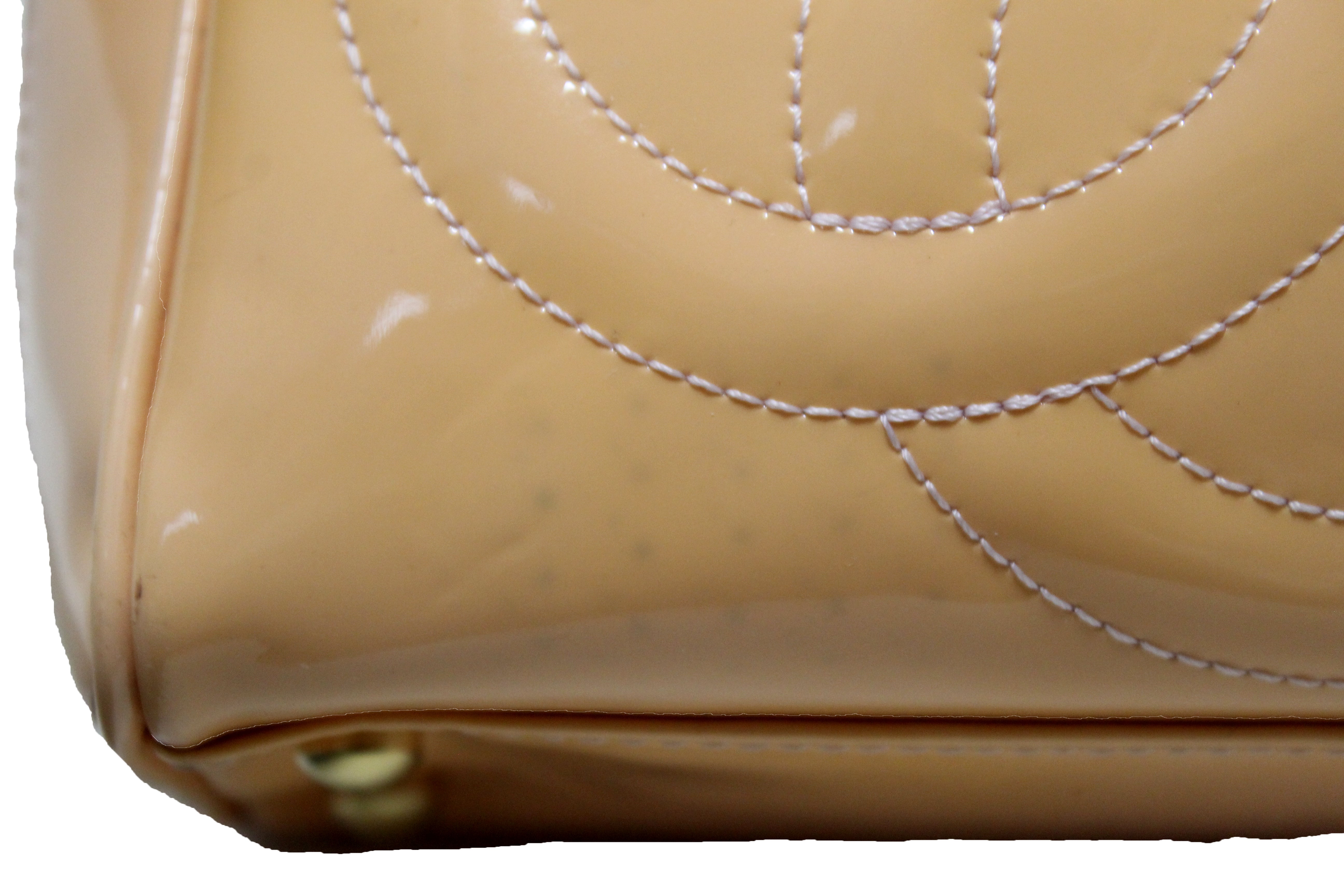 Authentic Chanel Beige Patent Leather Triple CC Logo Small Zippy Bag - Luxury Crossbody Purse for Women, Perfect for Evening Parties & Special Occasions