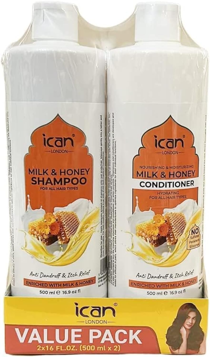 London Milk & Honey Shampoo & Sulfate-Free Conditioner Set - 500ml x 2 - Hydrating Hair Care for Dry & Damaged Hair - Perfect for Daily Use & Salon-Quality Results at Home