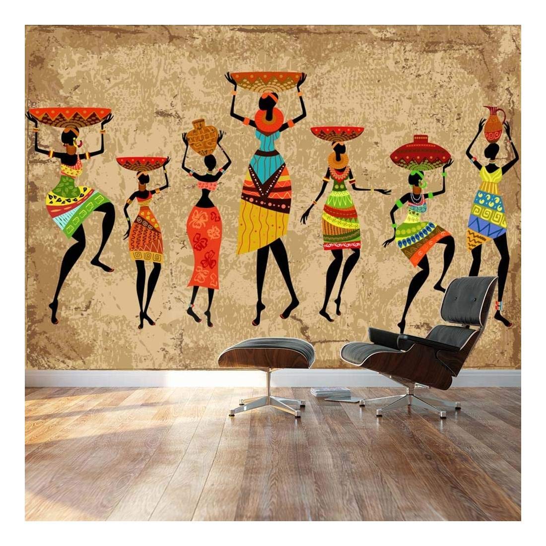 Wall26 - Large Abstract African Woman Wall Mural Art on Grunge Background | Self-Adhesive Removable Vinyl Wallpaper - 66x96 Inches - Modern Home Decor for Living Room, Bedroom & Office