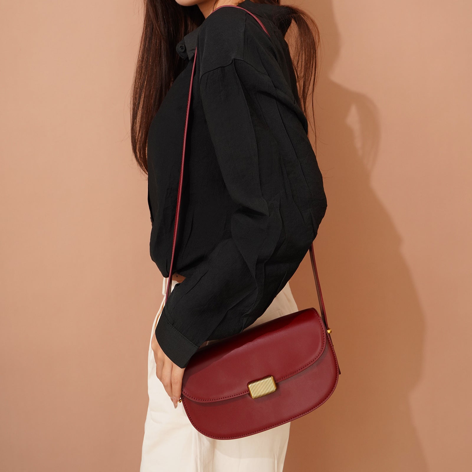 Genuine Leather Crossbody Shoulder Bag for Women - Stylish Underarm Saddle Purse with Adjustable Strap, Perfect for Travel, Shopping & Daily Use