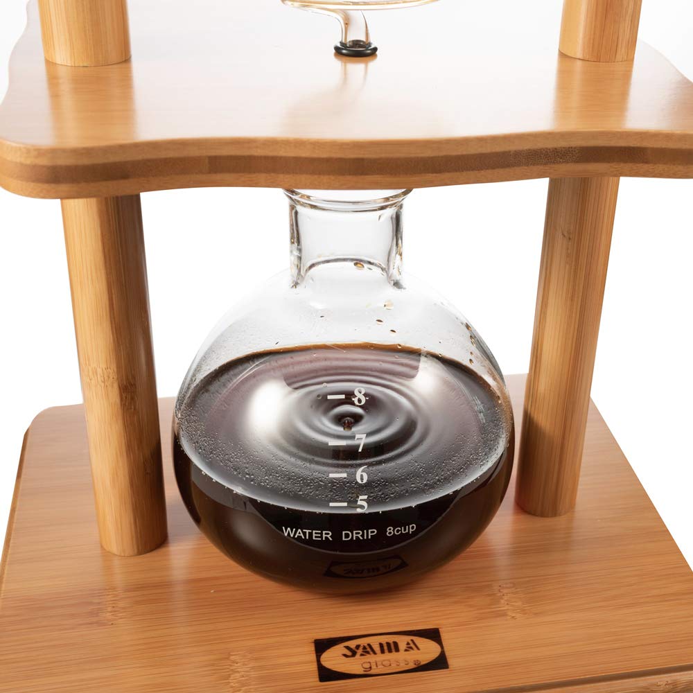 Premium Yama Cold Brew Coffee Maker with Slow Drip Technology - 32oz Large Capacity (6-8 Cups) - Bamboo Frame Iced Coffee Tower for Home, Office & Cafe Use