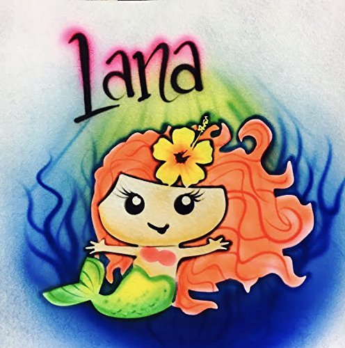 Hand-Painted Mermaid Graphic T-Shirt with Red Hair & Hibiscus Floral Design | Women's Casual Tee for Beach Vacation, Summer Outfits & Festival Wear