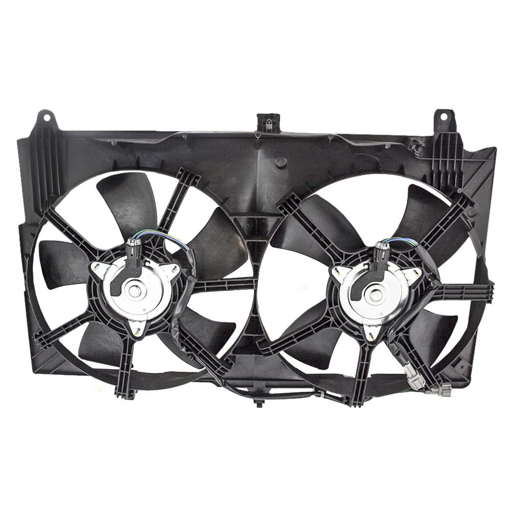 Brock Replacement Dual Cooling Fan Motor Shroud Assembly for 2003-2007 Infiniti G35 Coupe & 2003-2006 Nissan 350Z (Part# 21481-CF40B) - High Performance Cooling Solution for Hot Weather & Track Use