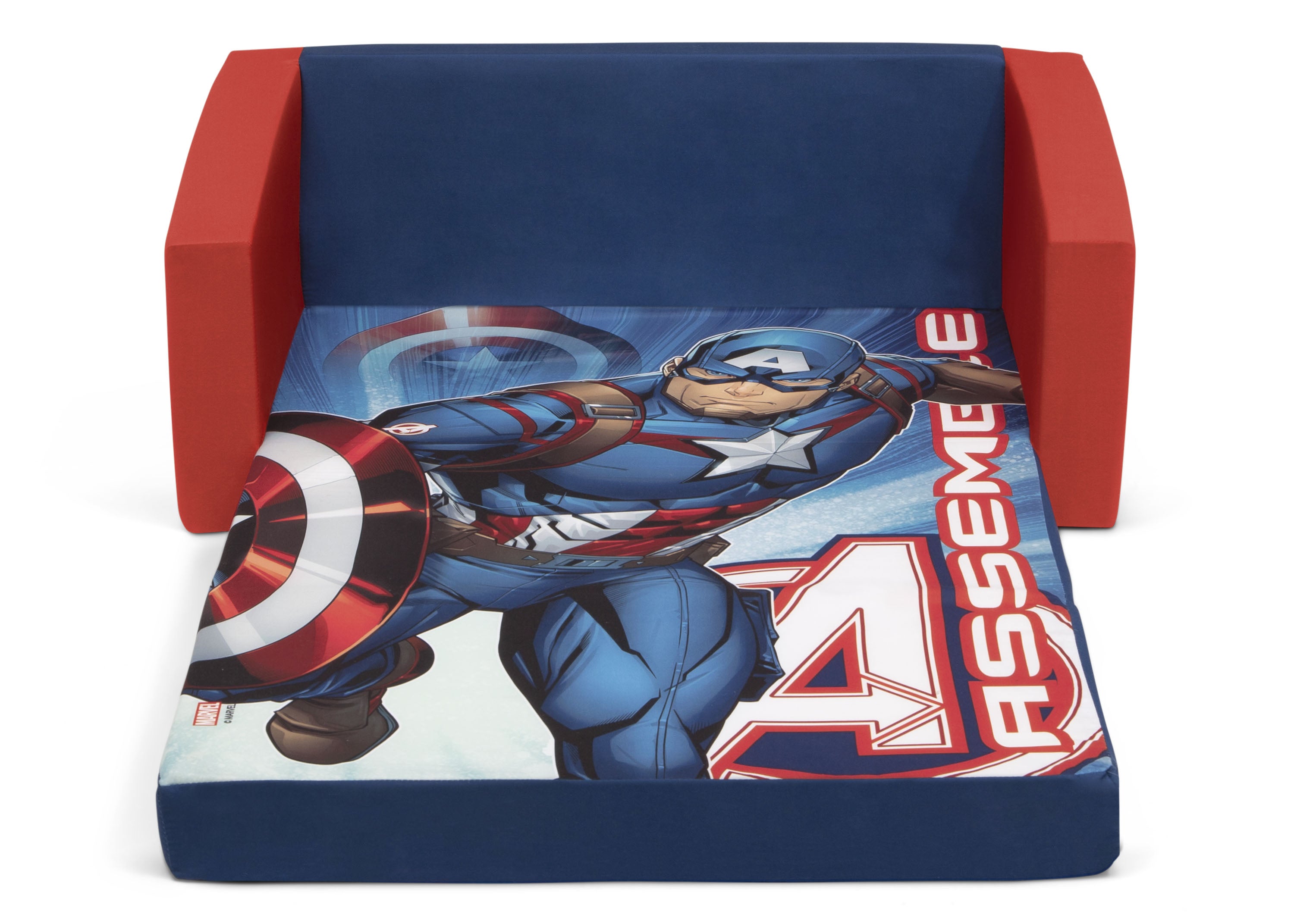 Avengers Cozee Flip Out Sofa - 2 in 1 Convertible Kids Sofa to Lounger | Superhero Themed Playroom Furniture for Movie Nights & Sleepovers