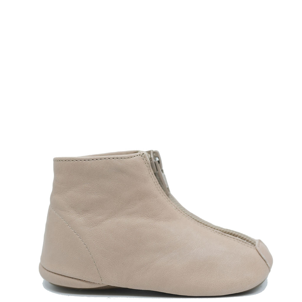 Pepe Nude Zipper Baby Booties - Soft Leather Infant Shoes for Newborns & Toddlers - Perfect for Everyday Wear, Photo Shoots & Special Occasions
