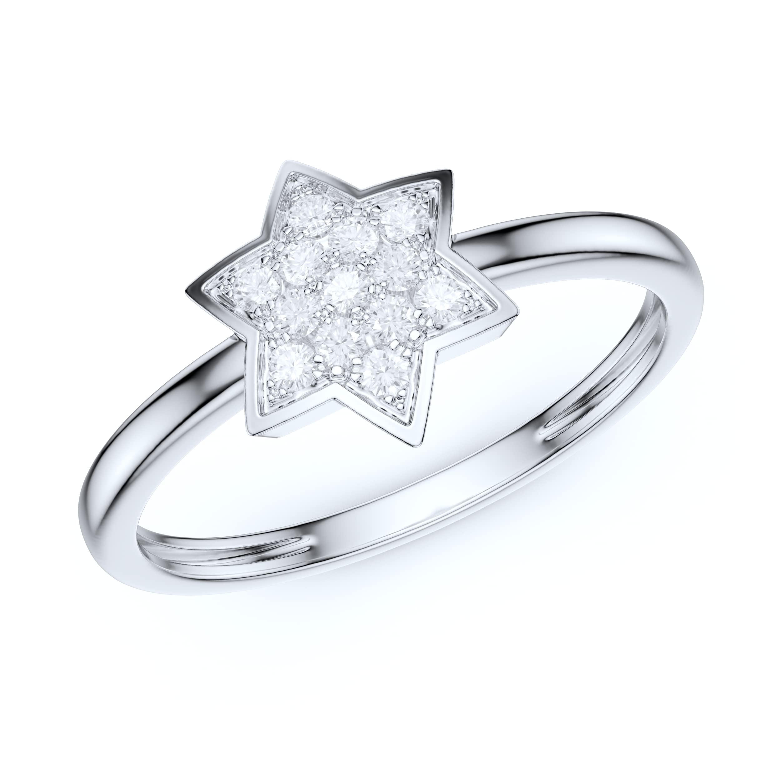10K White Gold Five-Pointed Star Moissanite Engagement Ring - Promise Ring for Women, Simulated Diamond Alternative, Durable & Hypoallergenic Jewelry Gift for Anniversary, Valentine's Day or Proposal